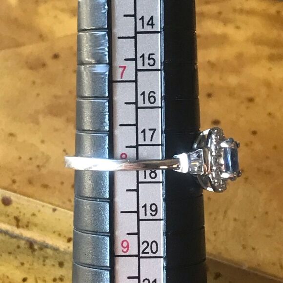 Natural Kyanite Sterling Silver Halo Ring Size 8 - Picture 7 of 8